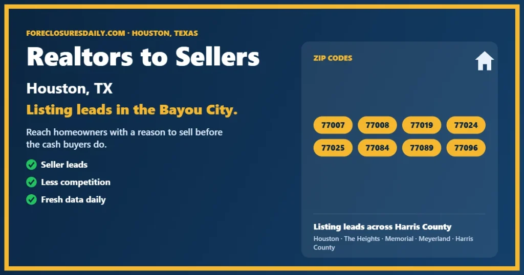 Realtors to sellers Houston guide from ForeclosuresDaily.com