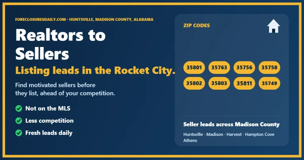 Connecting realtors to sellers in Huntsville AL guide from ForeclosuresDaily.com