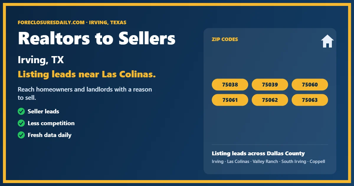 Realtors to sellers Irving guide from ForeclosuresDaily.com