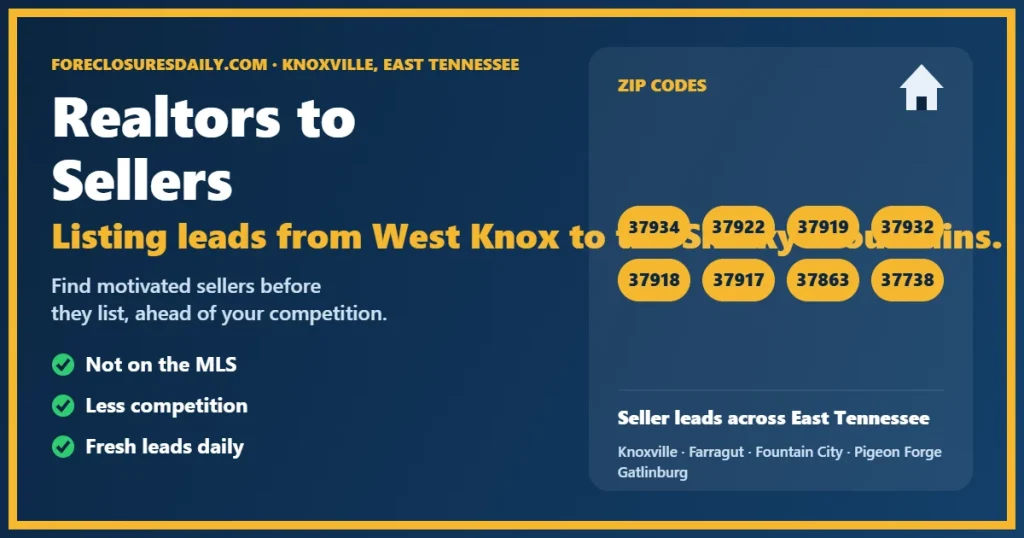 Connecting realtors to sellers in Knoxville guide from ForeclosuresDaily.com