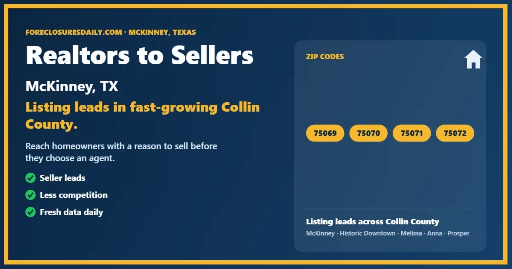 Realtors to sellers McKinney guide from ForeclosuresDaily.com