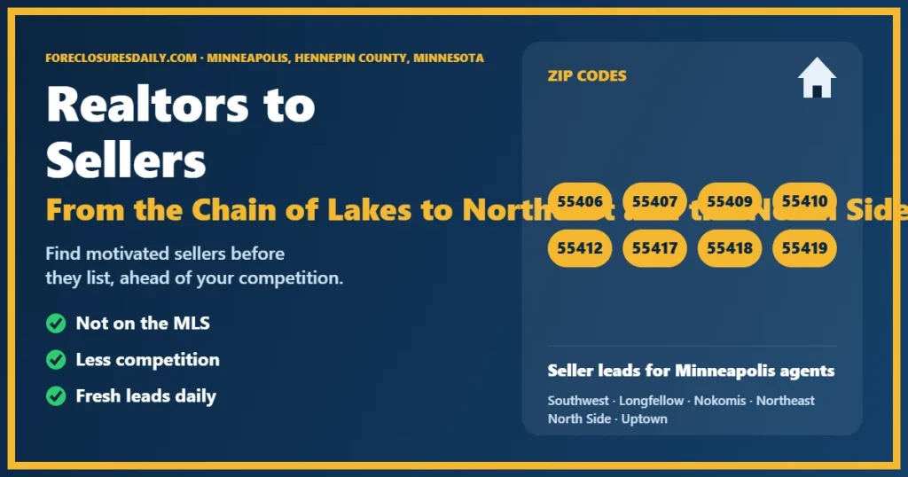 Realtors to sellers Minneapolis MN from ForeclosuresDaily.com