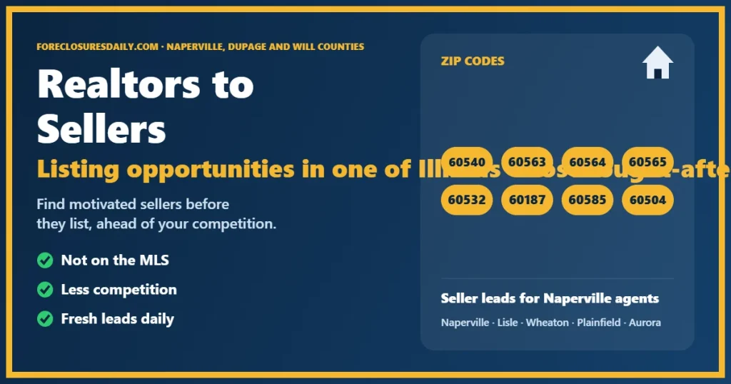 Realtors to sellers Naperville IL from ForeclosuresDaily.com