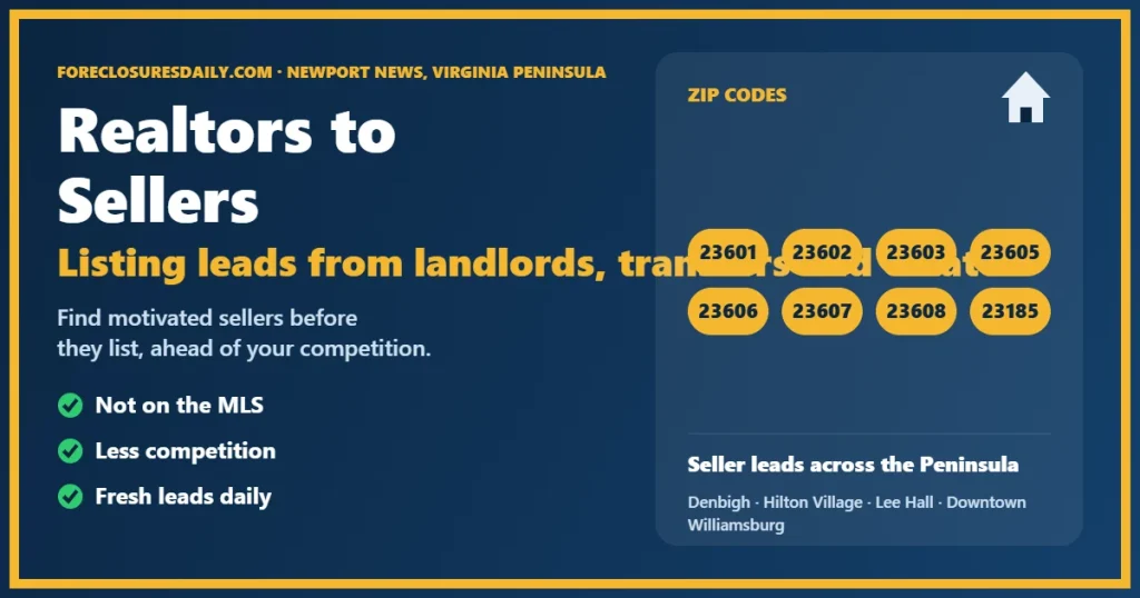 Connecting realtors to sellers in Newport News guide from ForeclosuresDaily.com