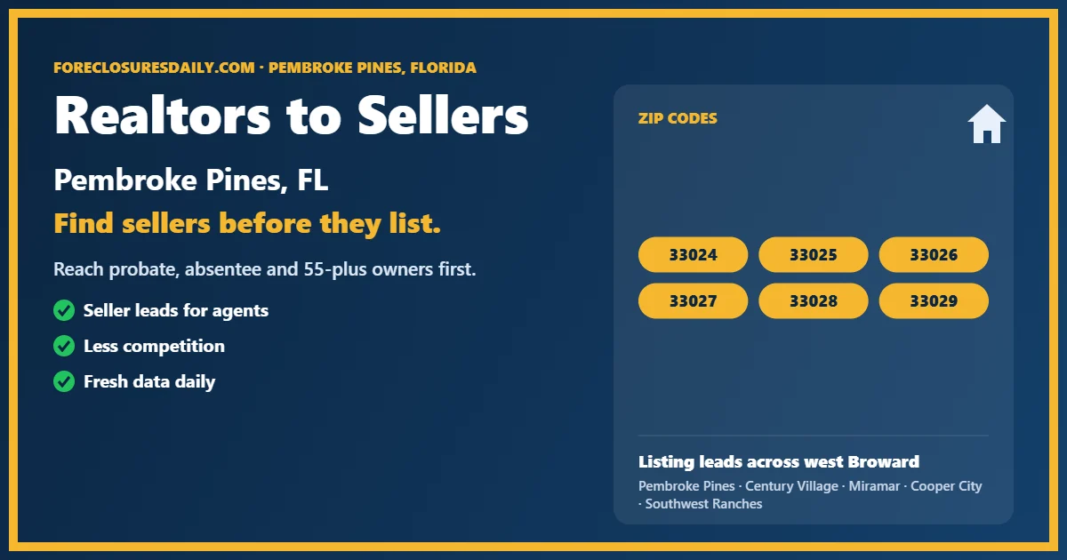 Realtors to sellers Pembroke Pines listing lead guide from ForeclosuresDaily.com