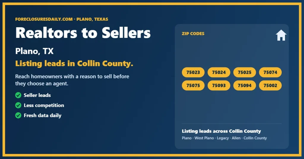 Realtors to sellers Plano guide from ForeclosuresDaily.com