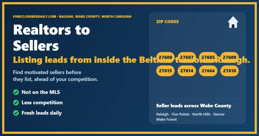 Connecting realtors to sellers in Raleigh guide from ForeclosuresDaily.com