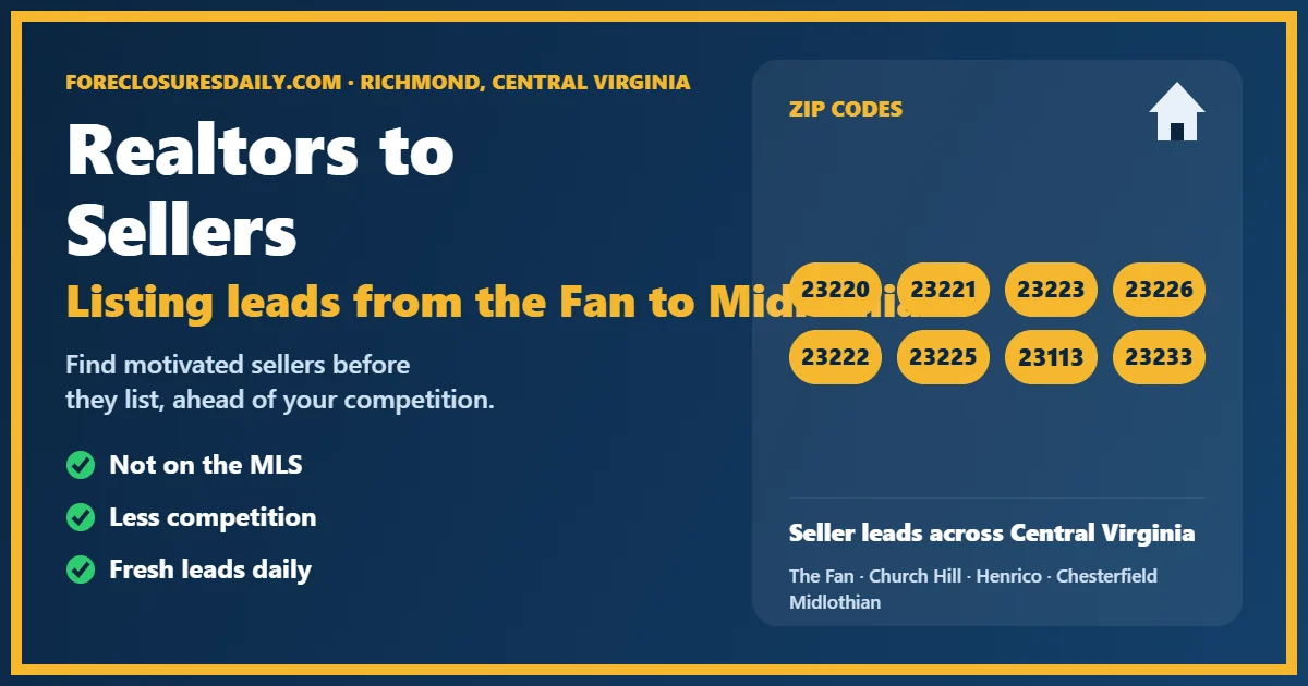 Connecting realtors to sellers in Richmond VA guide from ForeclosuresDaily.com