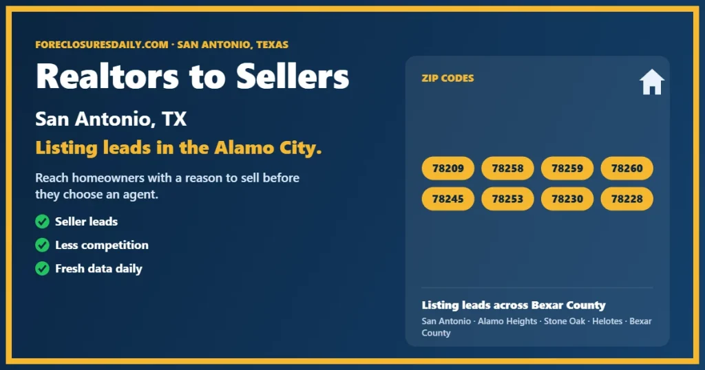 Realtors to sellers San Antonio guide from ForeclosuresDaily.com