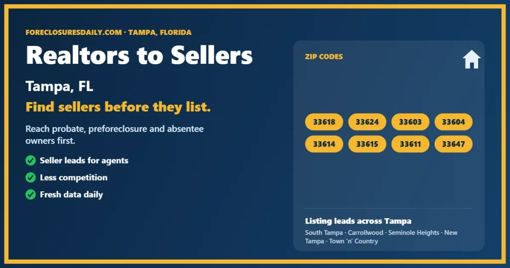 Realtors to sellers Tampa listing lead guide from ForeclosuresDaily.com