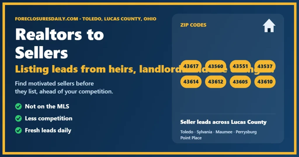 Connecting realtors to sellers in Toledo guide from ForeclosuresDaily.com
