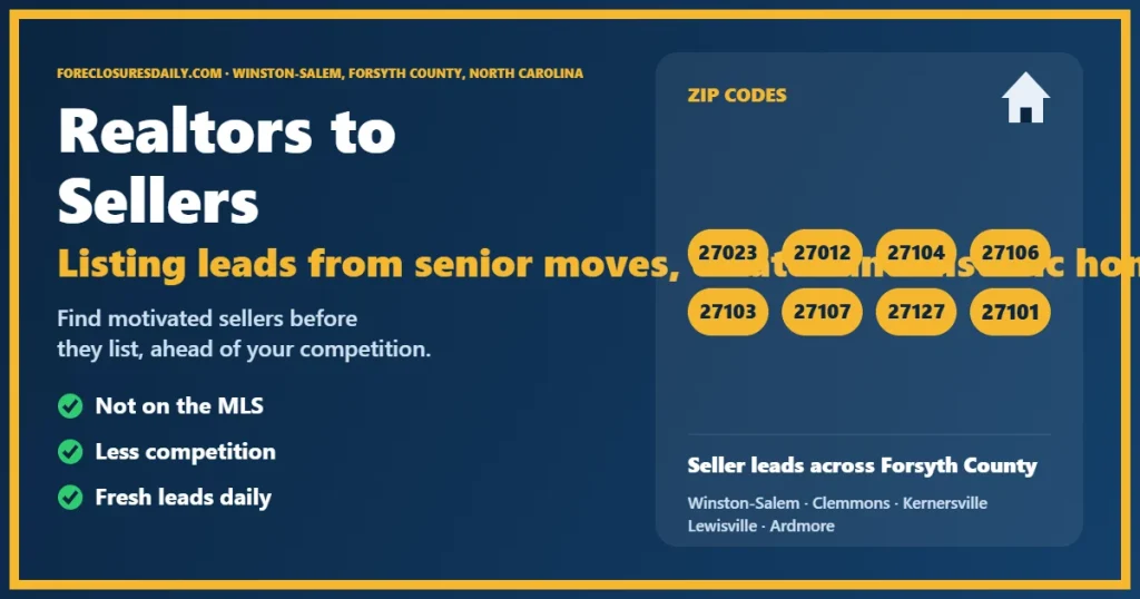 Connecting realtors to sellers in Winston-Salem guide from ForeclosuresDaily.com