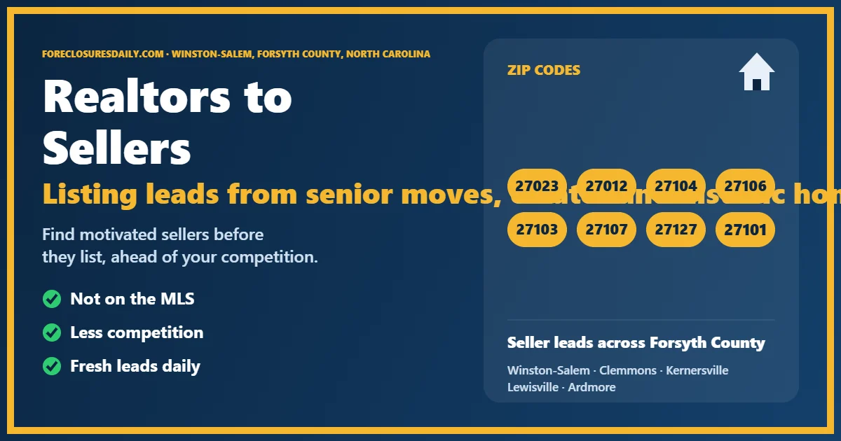 Connecting realtors to sellers in Winston-Salem guide from ForeclosuresDaily.com