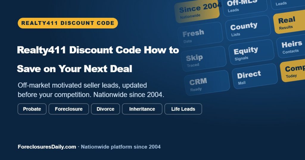 Realty411 Discount Code: How to Save on Your Next Deal | ForeclosuresDaily.com
