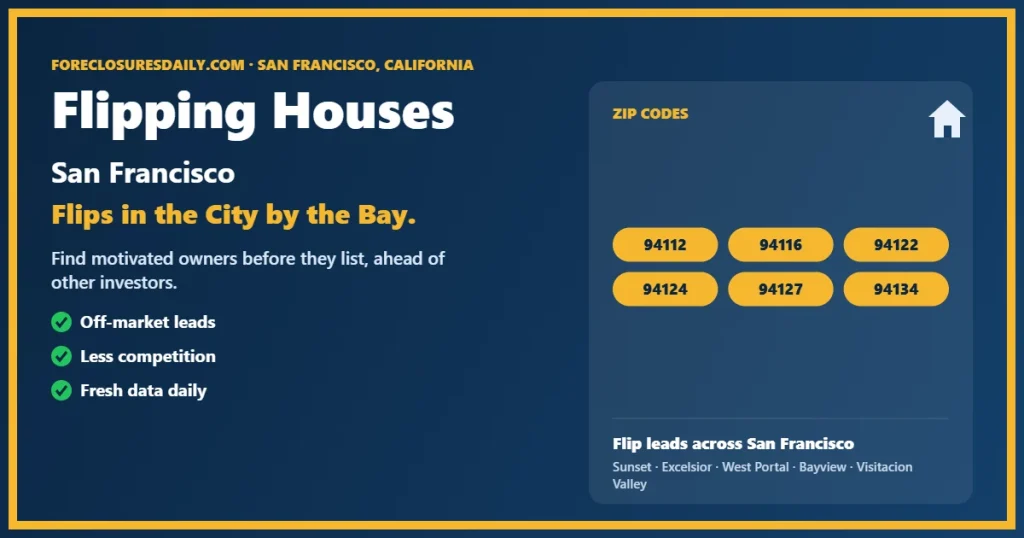 Flipping houses San Francisco guide from ForeclosuresDaily.com
