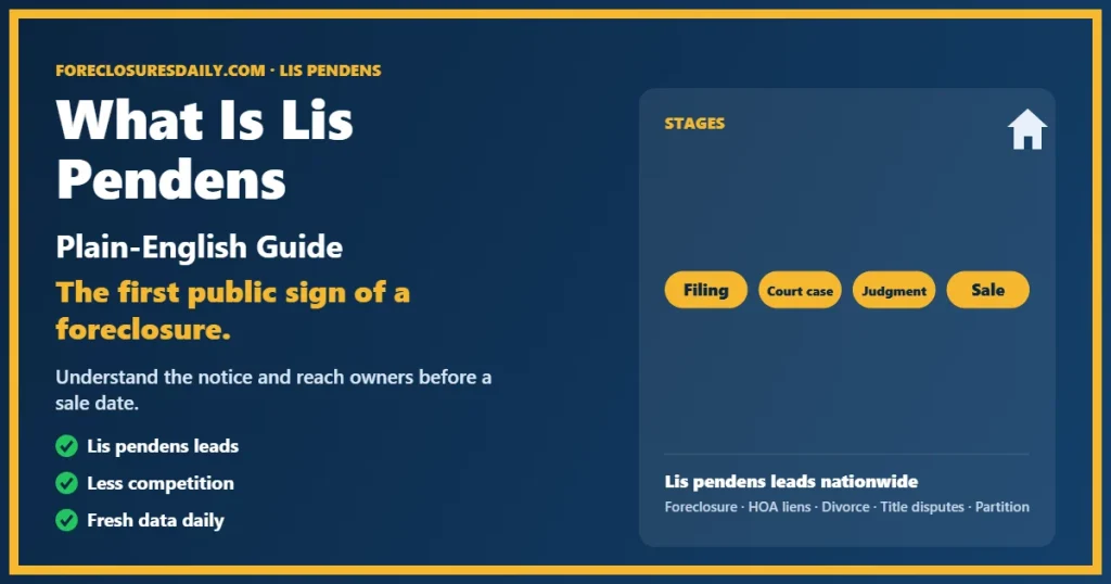 What is real estate lis pendens guide from ForeclosuresDaily.com