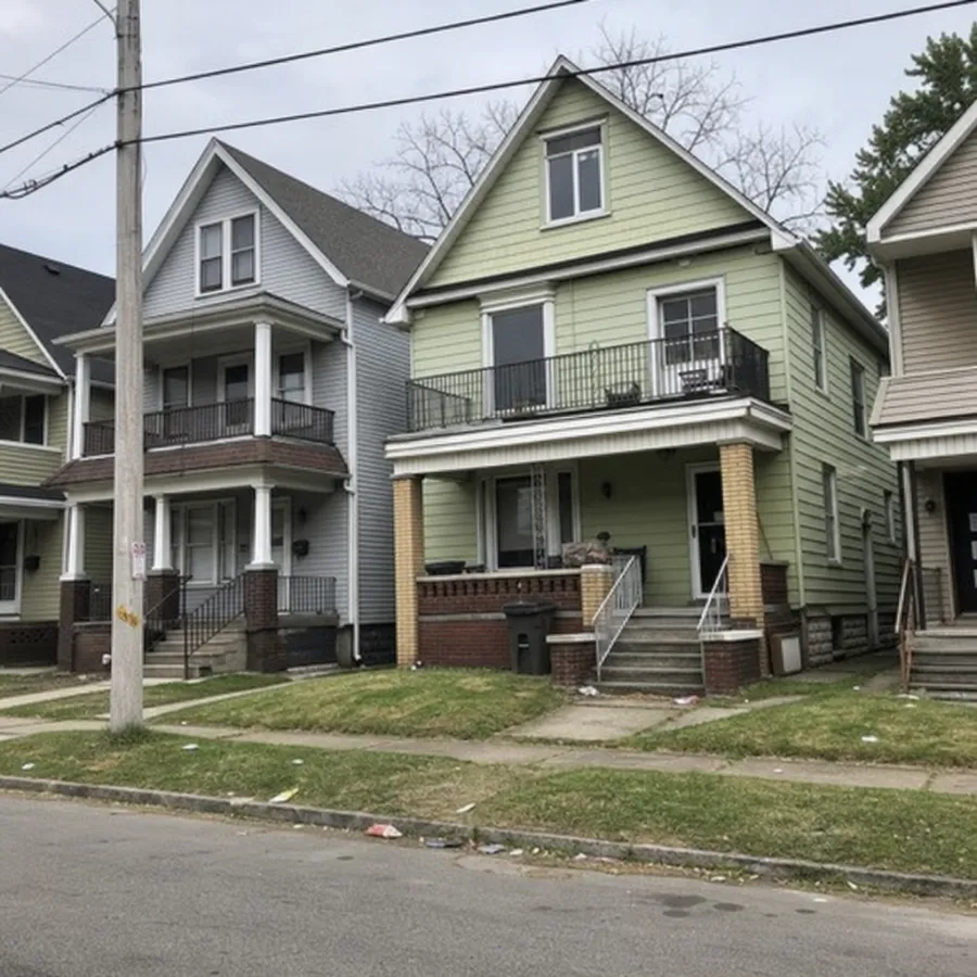 Cleveland residential street with investment properties