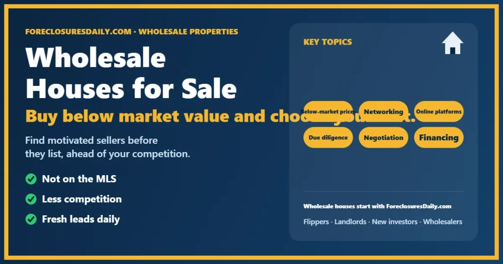 Wholesale houses for sale buyer guide from ForeclosuresDaily.com