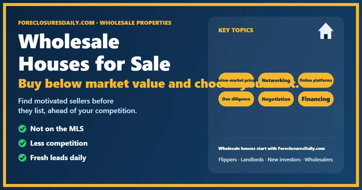 Wholesale houses for sale buyer guide from ForeclosuresDaily.com