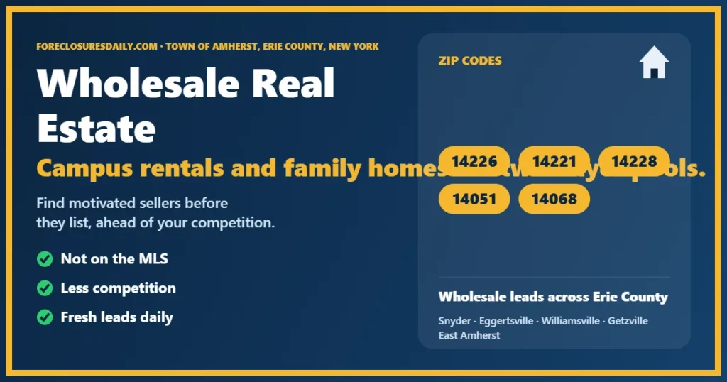 Wholesale real estate Amherst NY guide from ForeclosuresDaily.com