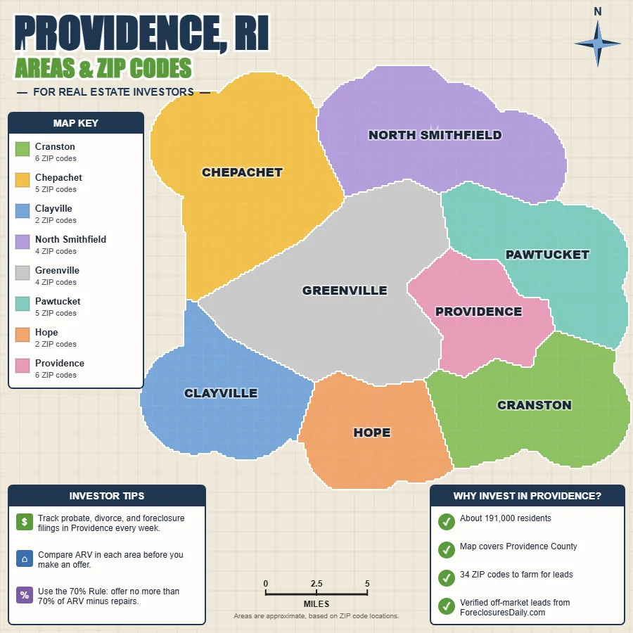 Providence, Rhode Island wholesale real estate map by area and ZIP code