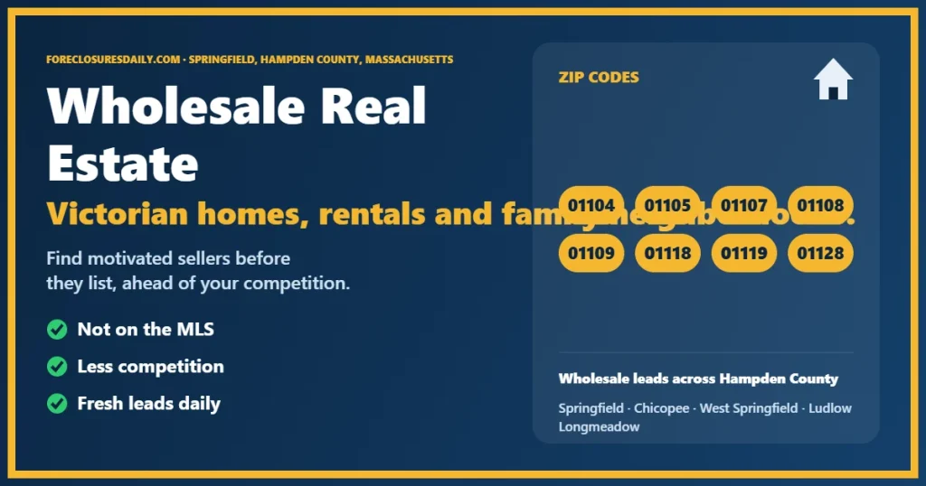 Wholesale real estate Springfield MA guide from ForeclosuresDaily.com