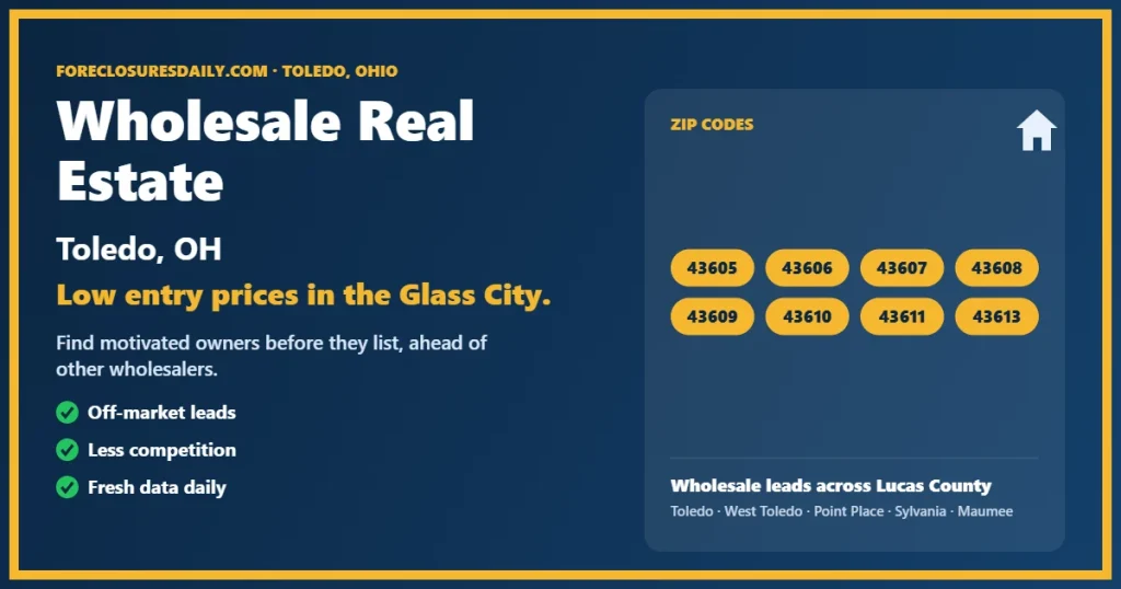 Wholesale real estate Toledo OH guide from ForeclosuresDaily.com