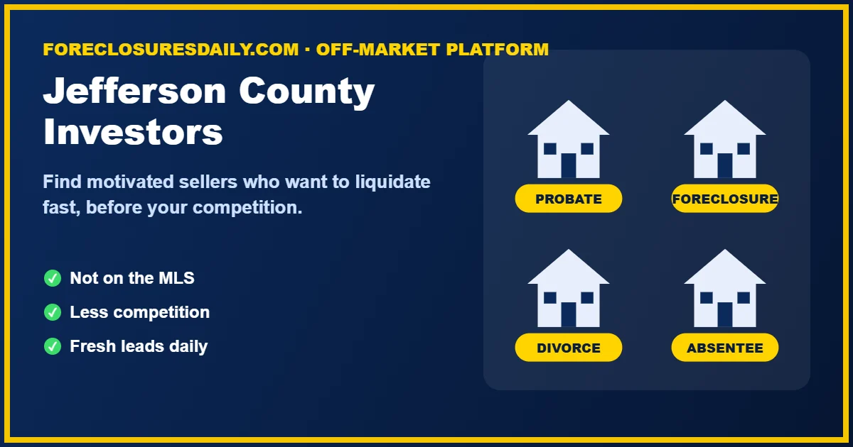 Jefferson County wholesale real estate investors finding off-market deals
