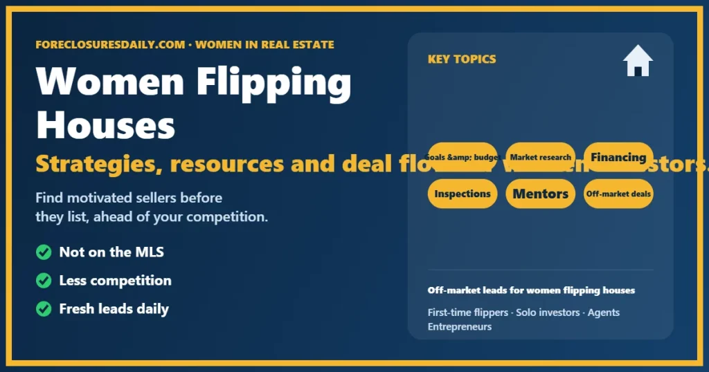 Women flipping houses guide from ForeclosuresDaily.com