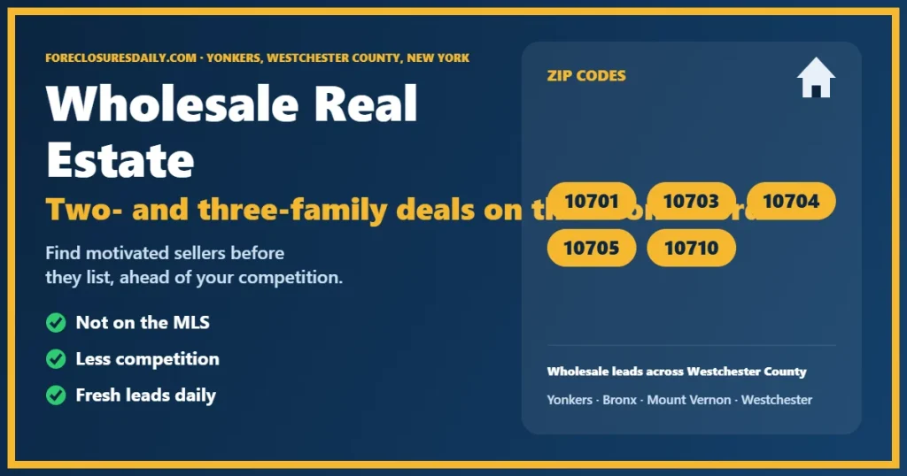 Wholesale real estate Yonkers NY guide from ForeclosuresDaily.com