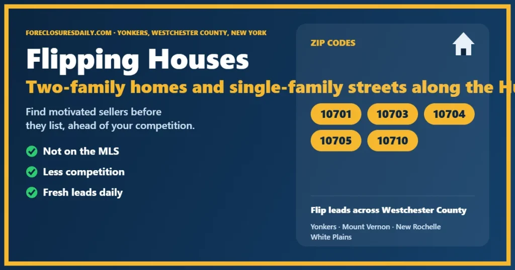 Flipping houses Yonkers NY guide from ForeclosuresDaily.com